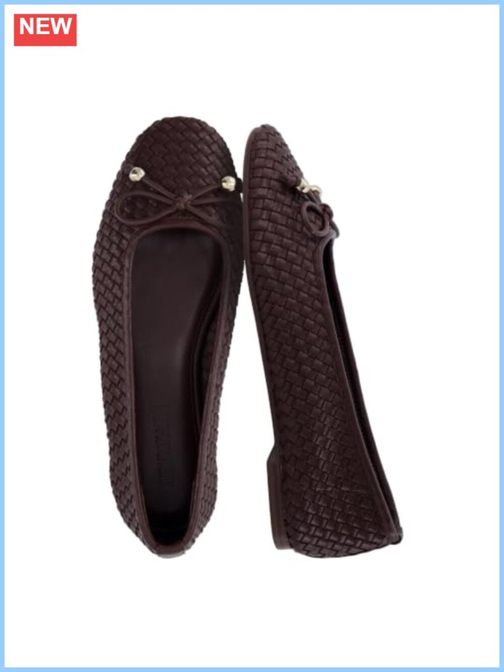 Woven Faux Leather Ballet Flats Women Round Toe Bow Slip-On Comfort
